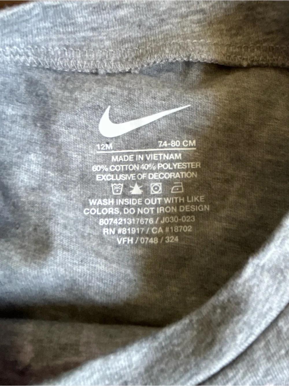 Nike Long Sleeve Top Heather Gray 12m